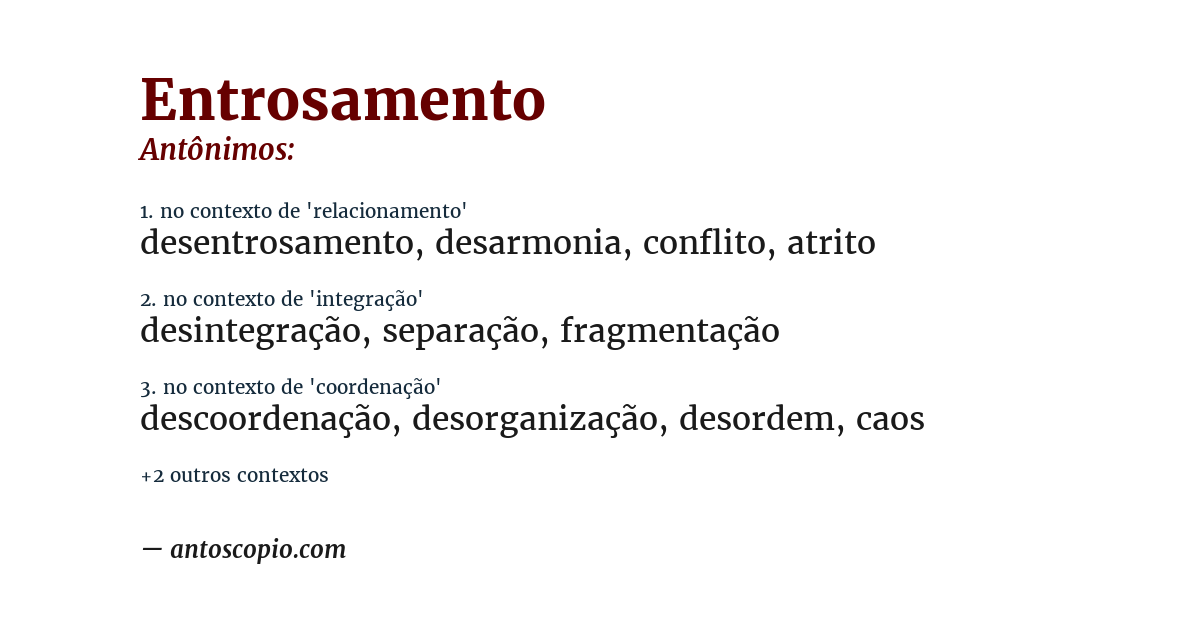 Antônimo de entrosamento