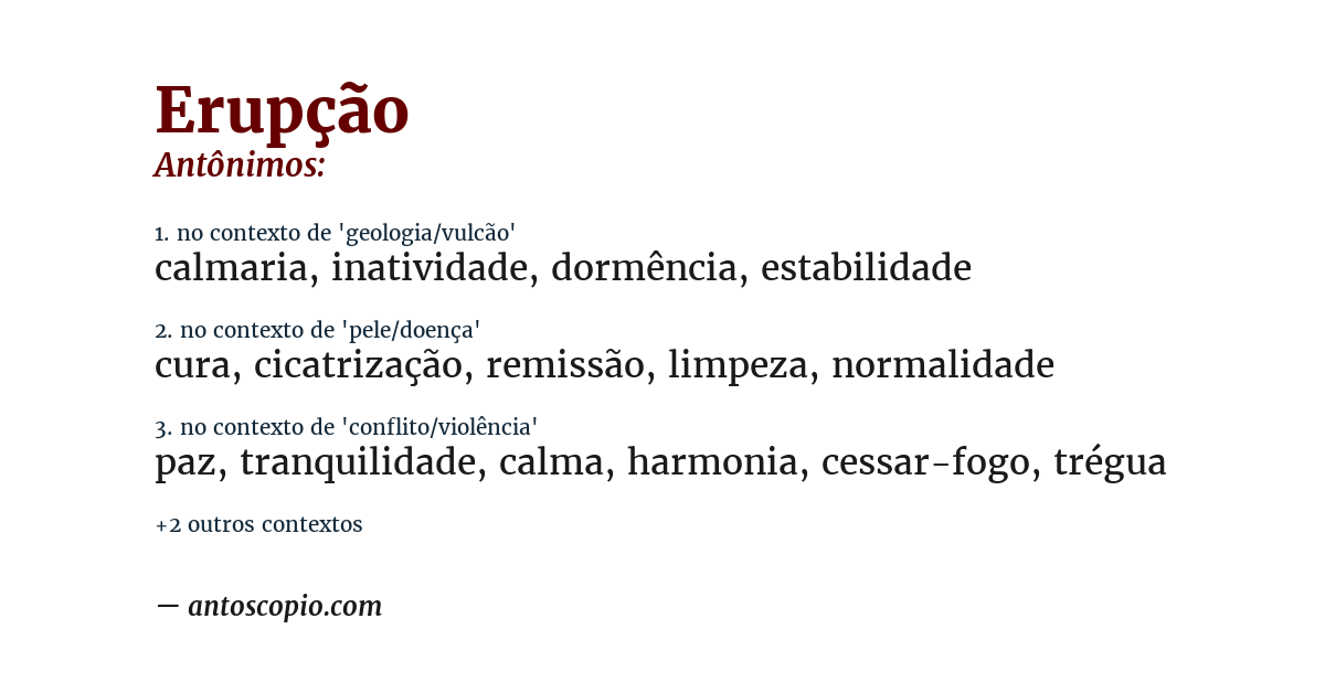 Antônimo de erupção