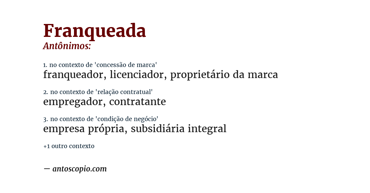 Antônimo de franqueada