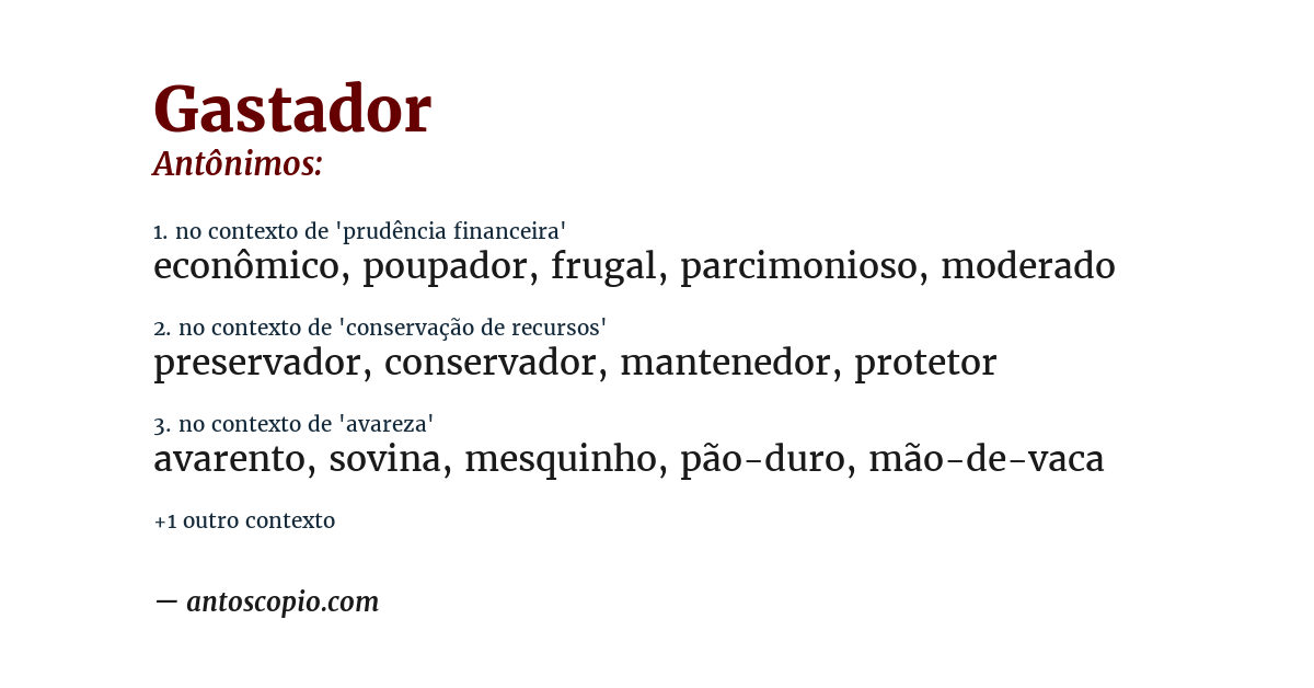 Antônimo de gastador