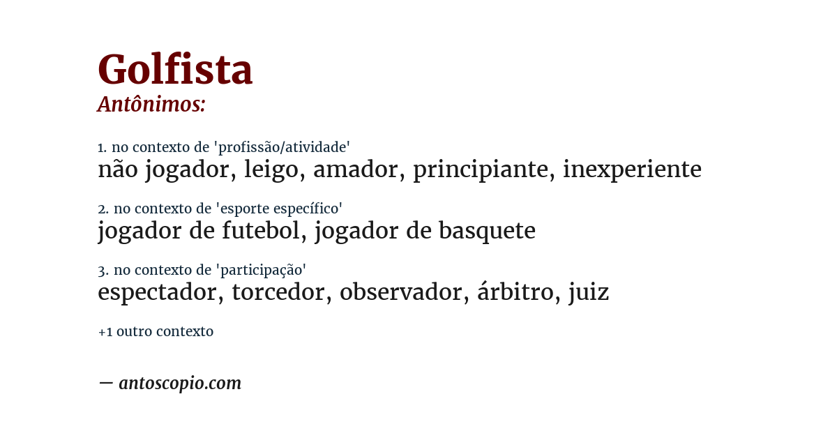 Antônimo de golfista