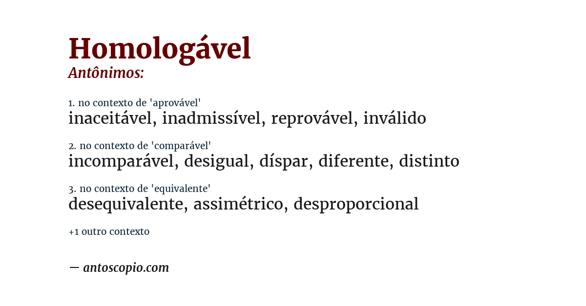 Antônimo de homologável