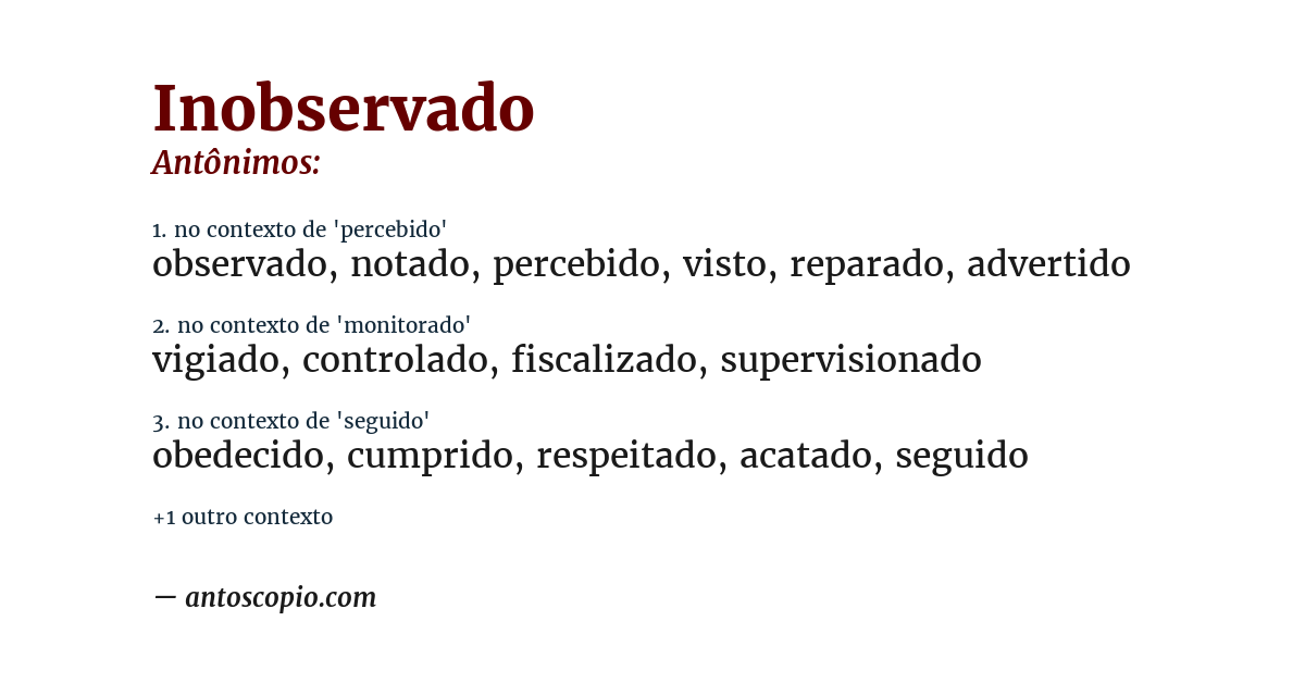 Antônimo de inobservado