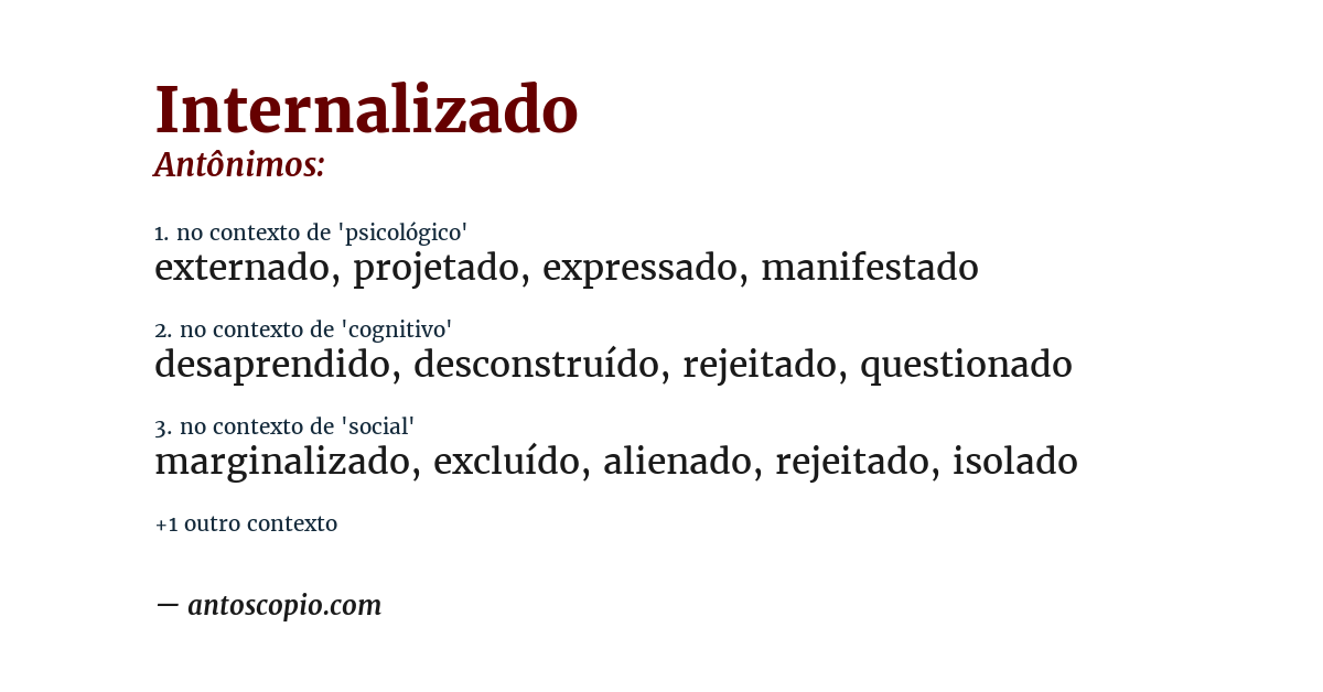Antônimo de internalizado