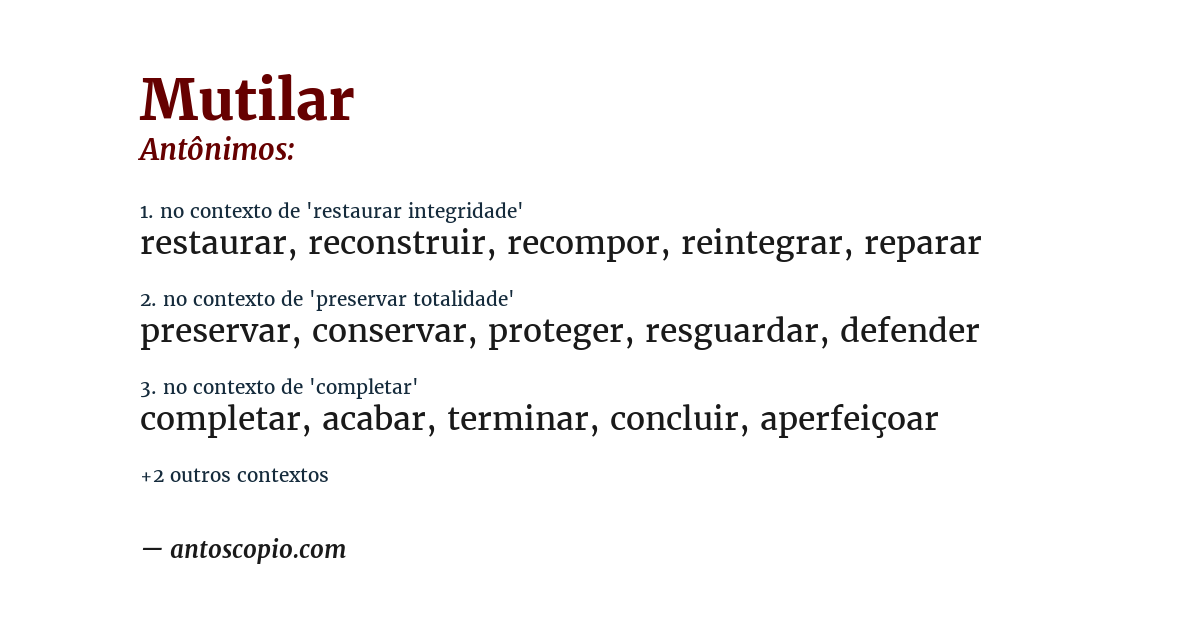 Antônimo de mutilar