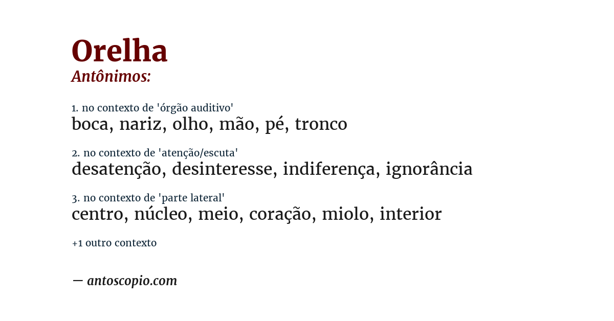 Antônimo de orelha