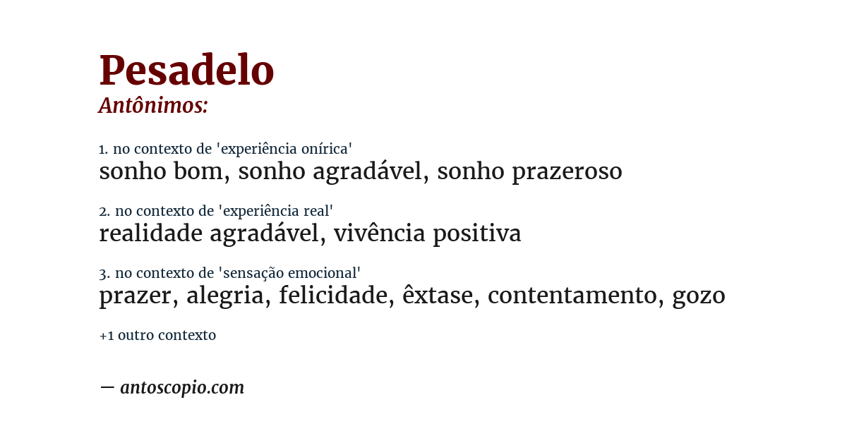 Antônimo de pesadelo