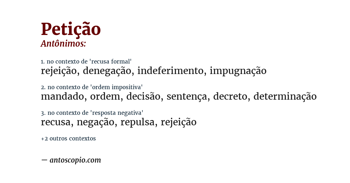 Antônimo de petição