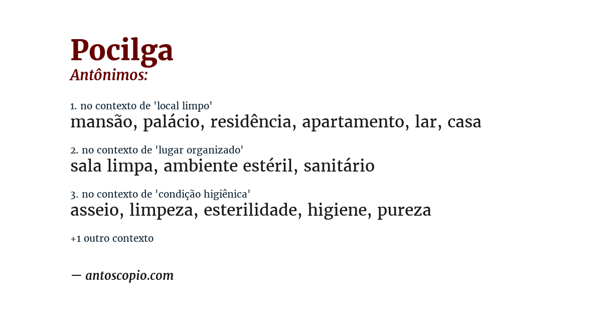 Antônimo de pocilga