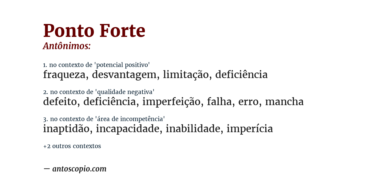 Antônimo de ponto forte