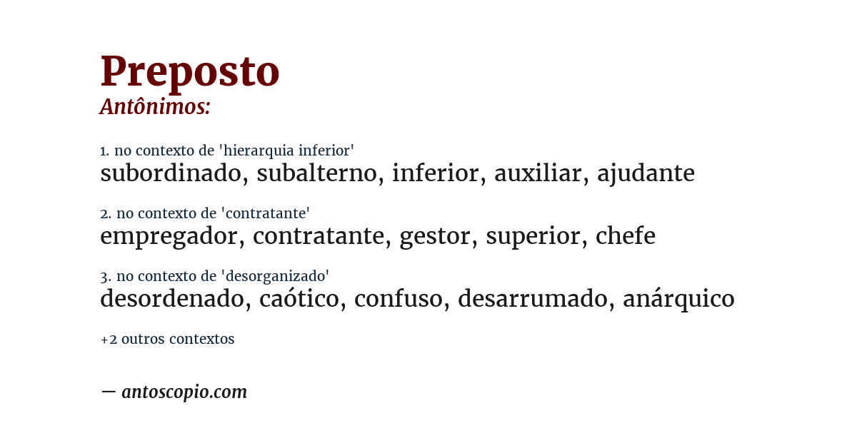 Antônimo de preposto
