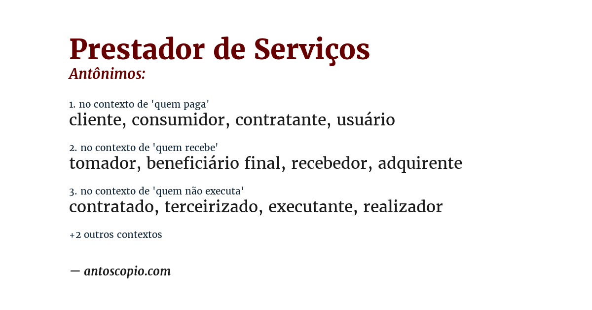 Antônimo de prestador de serviços