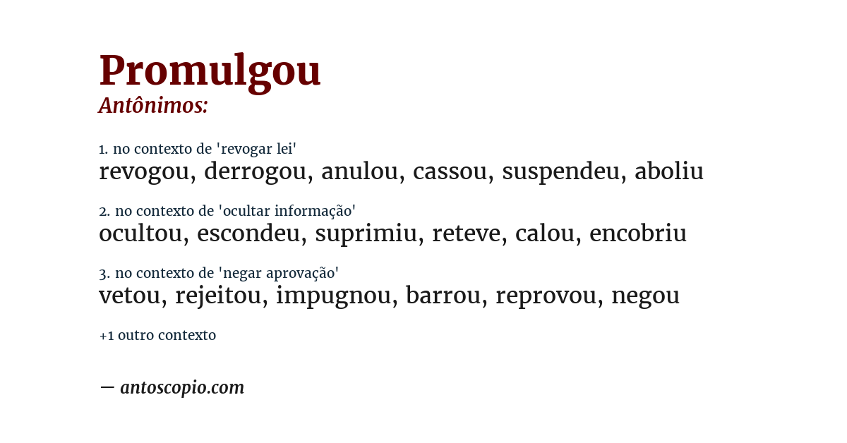 Antônimo de promulgou