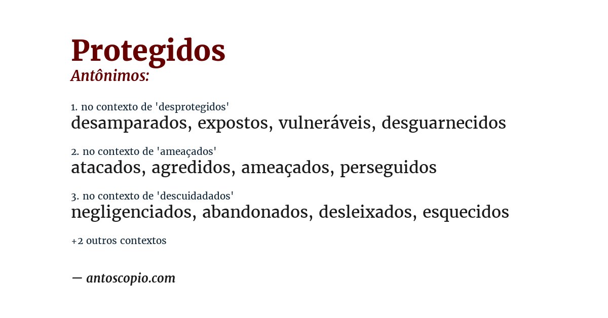 Antônimo de protegidos