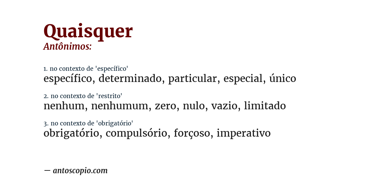 Antônimo de quaisquer