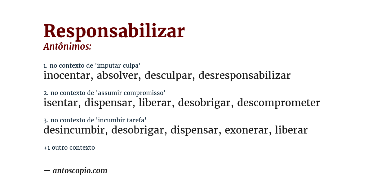 Antônimo de responsabilizar