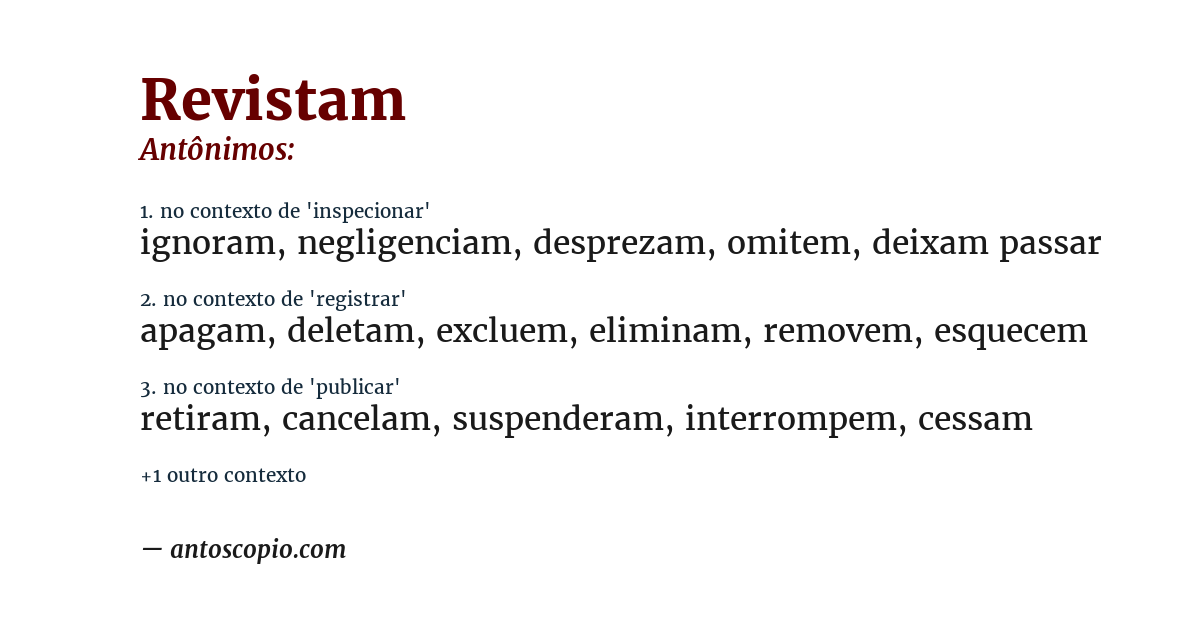 Antônimo de revistam