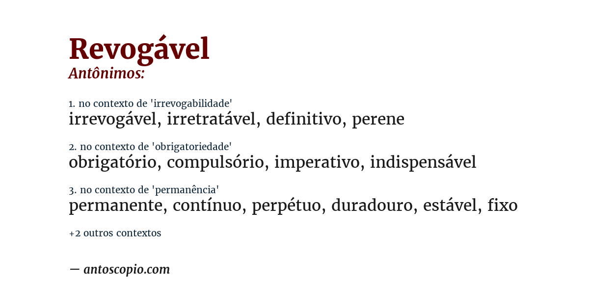 Antônimo de revogável