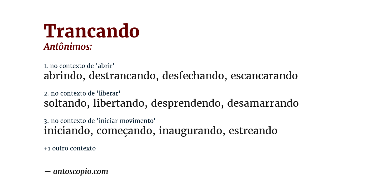 Antônimo de trancando