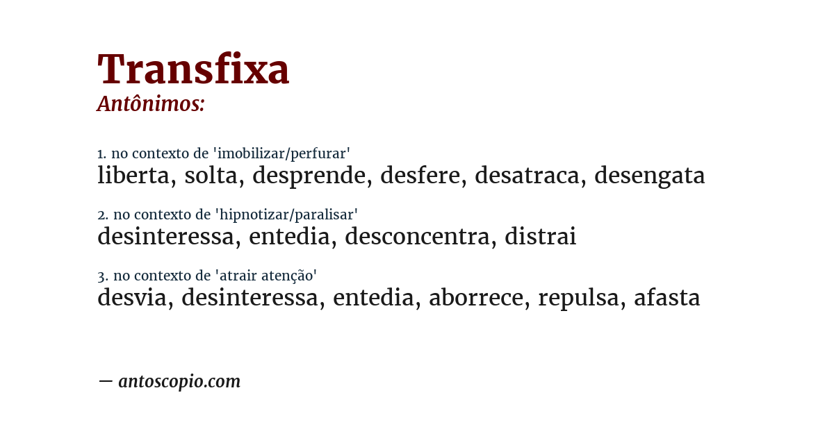 Antônimo de transfixa