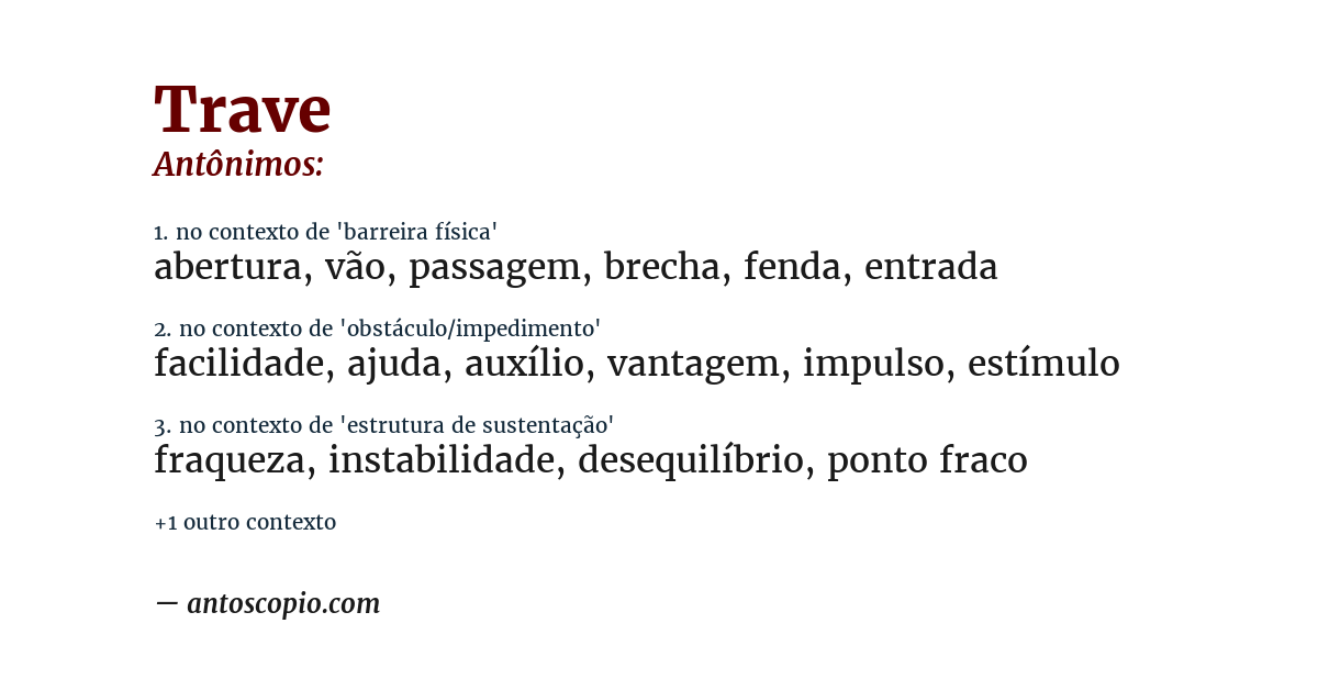 Antônimo de trave