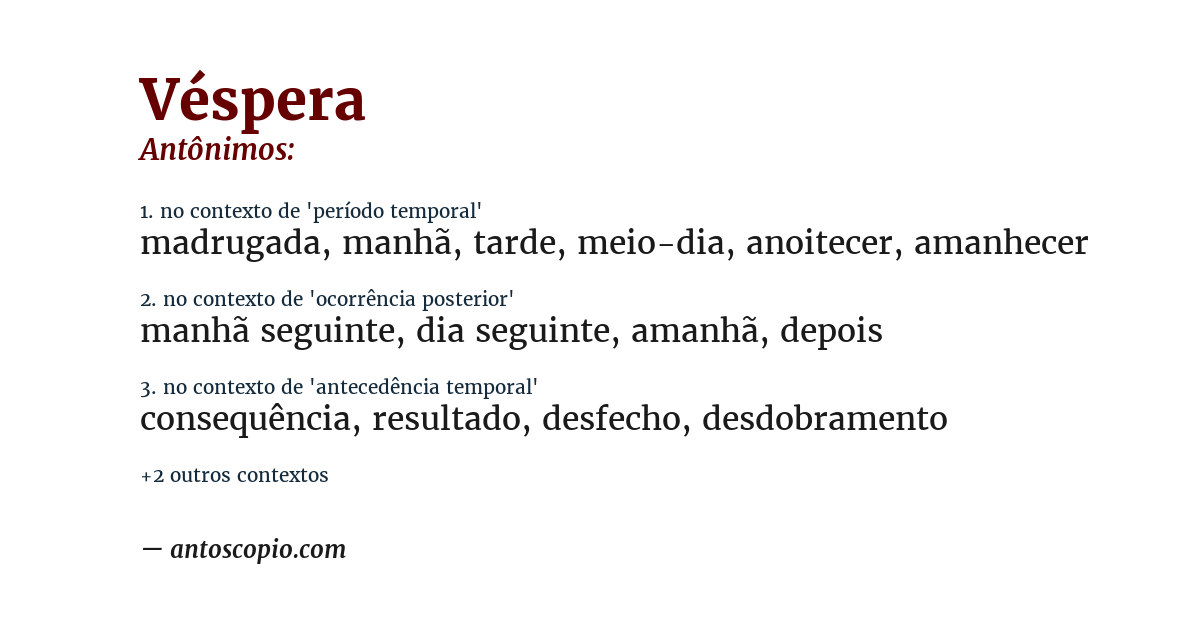 Antônimo de véspera