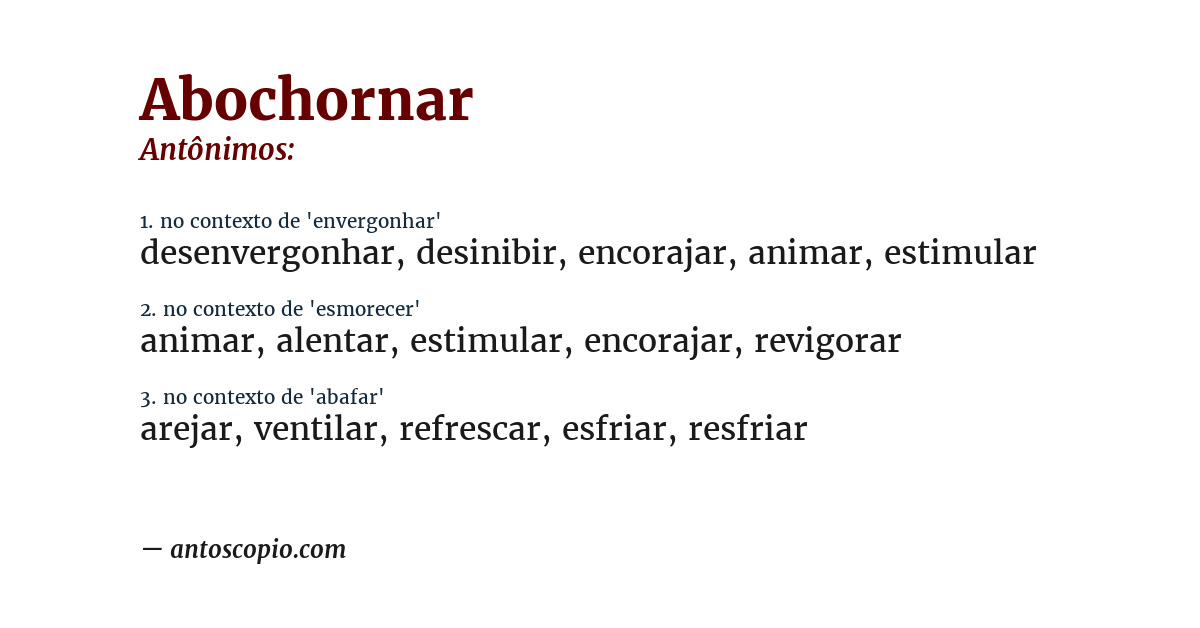 Antônimo de abochornar