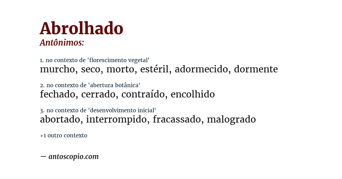 Antônimo de abrolhado