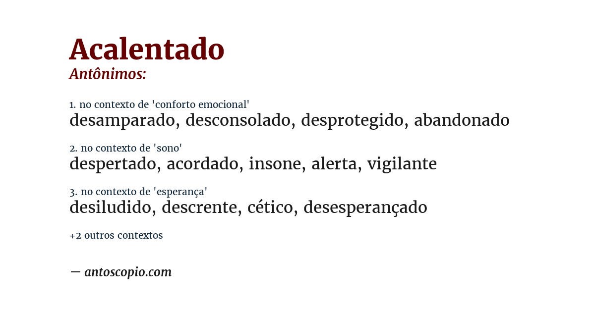 Antônimo de acalentado