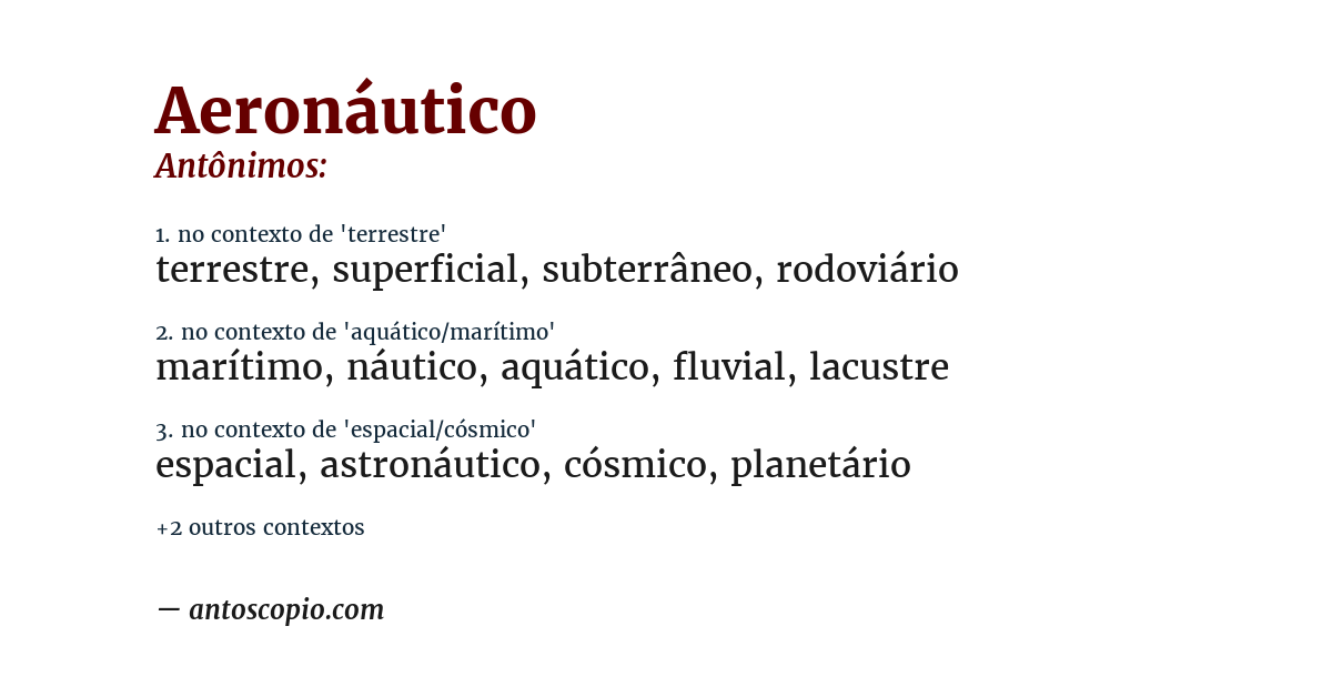 Antônimo de aeronáutico
