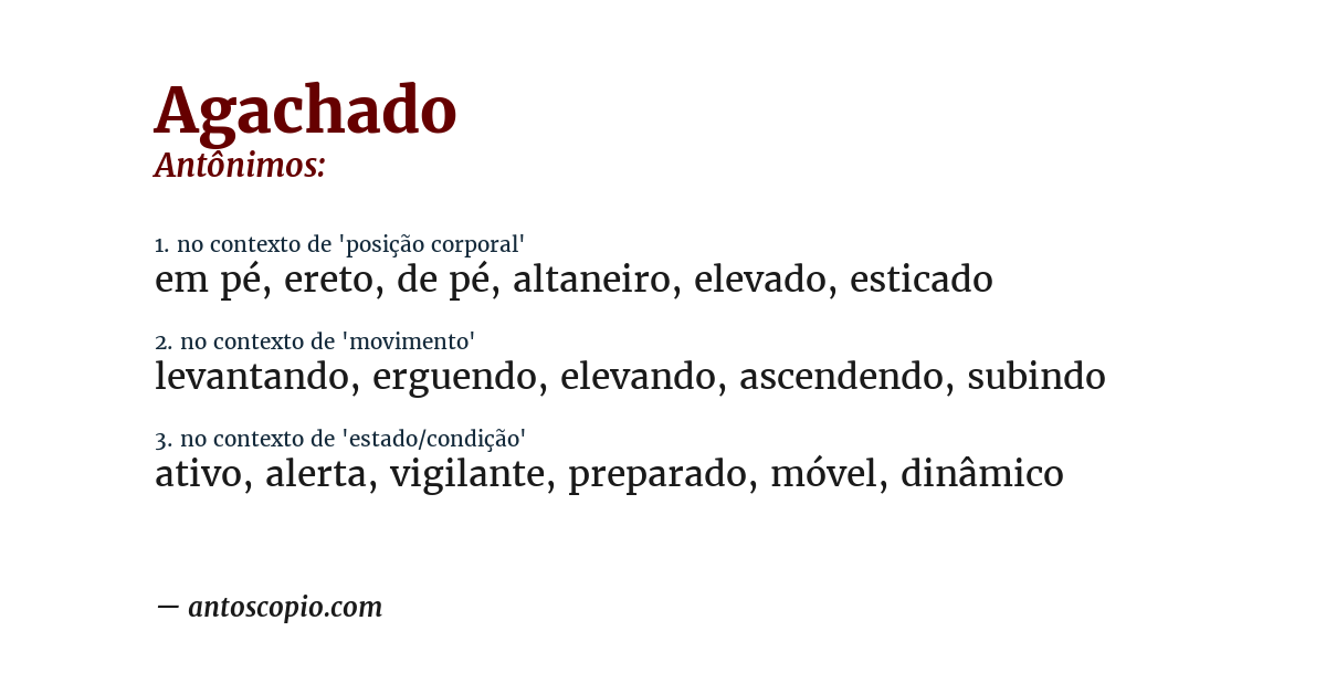 Antônimo de agachado