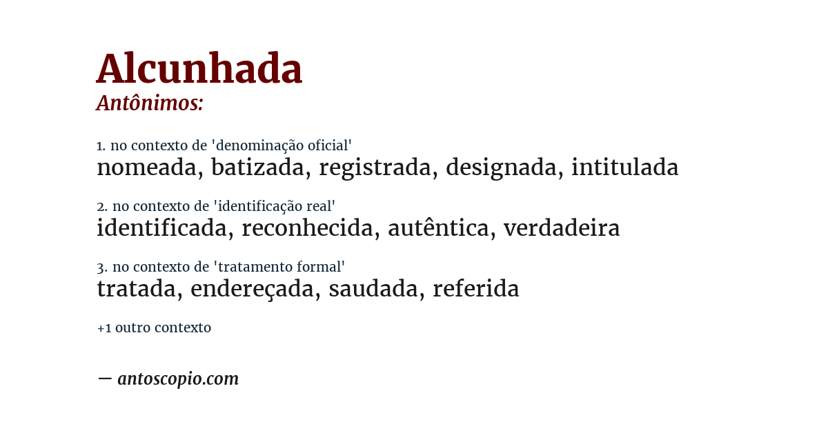 Antônimo de alcunhada