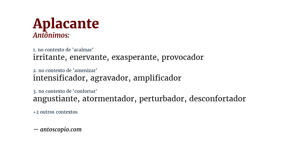 Antônimo de aplacante