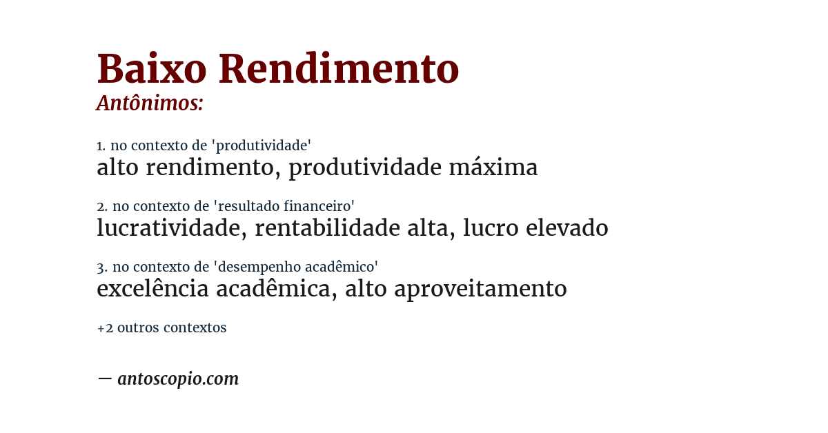 Antônimo de baixo rendimento