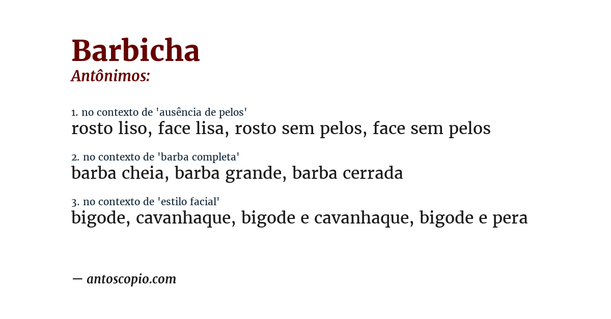 Antônimo de barbicha
