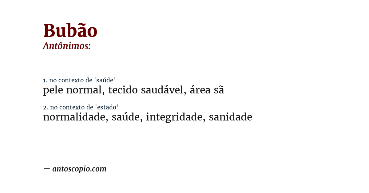 Antônimo de bubão