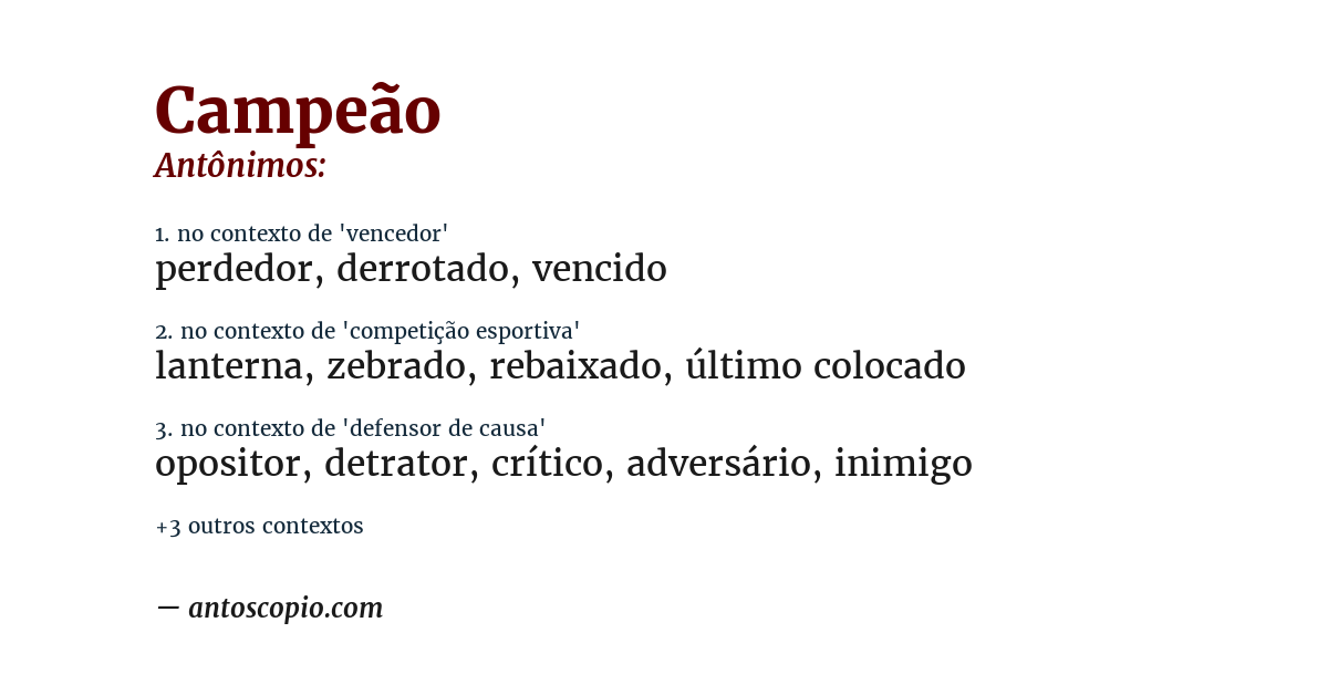 Antônimo de campeão