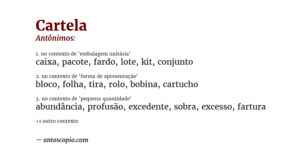 Antônimo de cartela
