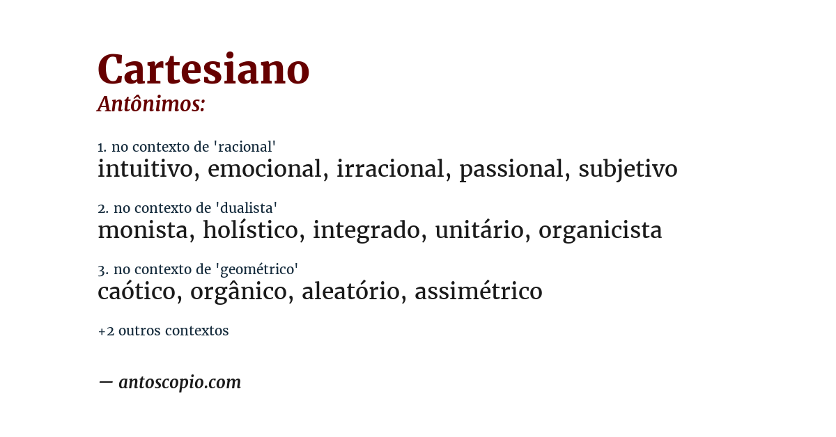Antônimo de cartesiano