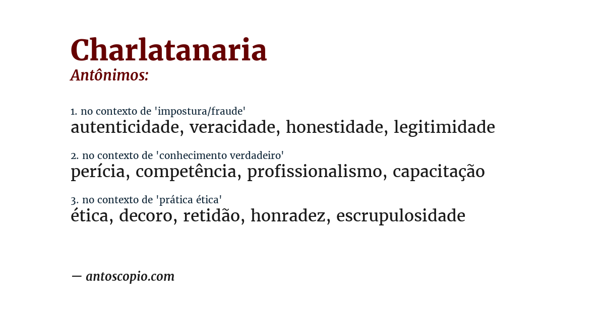 Antônimo de charlatanaria