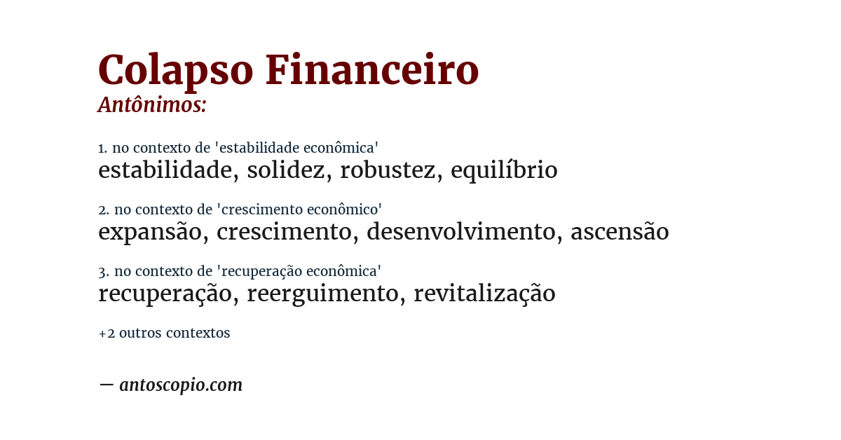 Antônimo de colapso financeiro