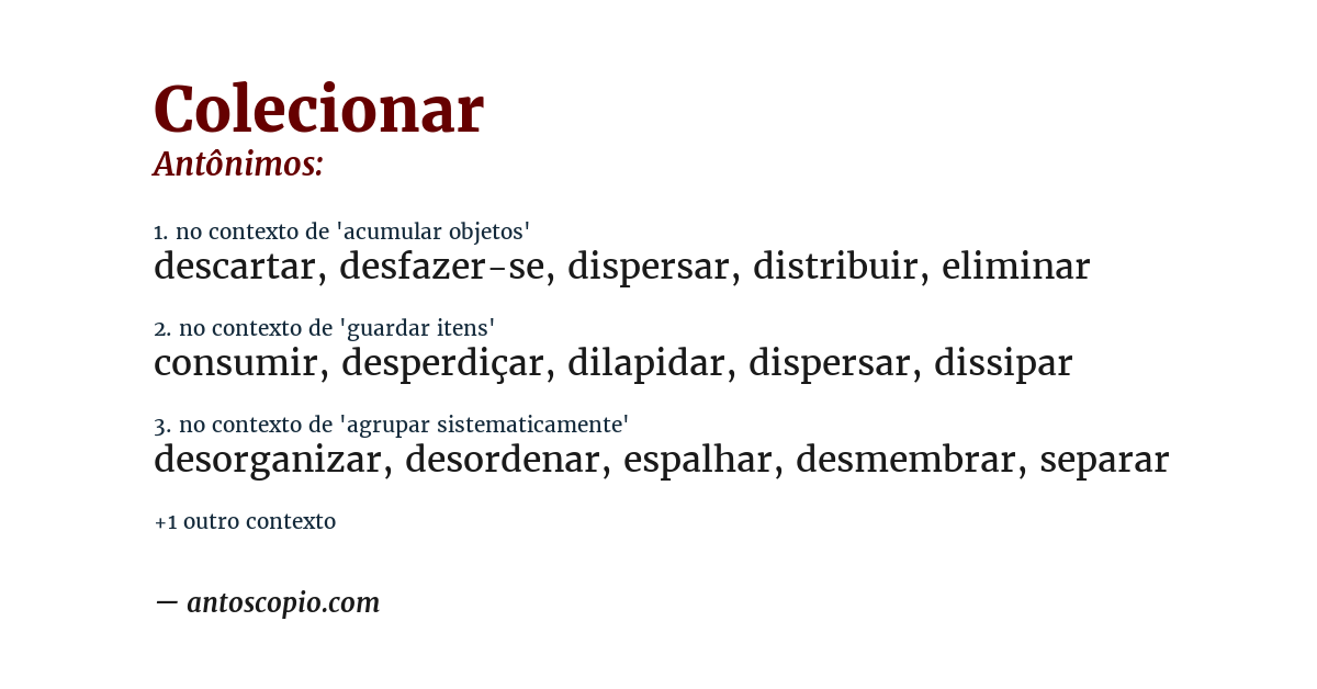 Antônimo de colecionar