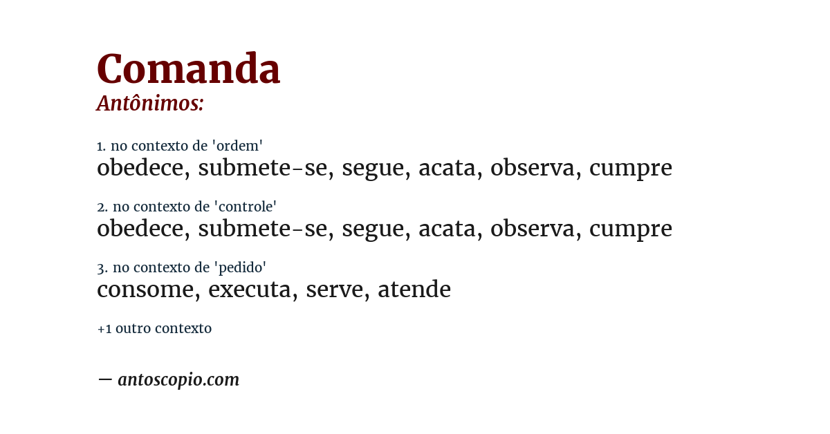 Antônimo de comanda