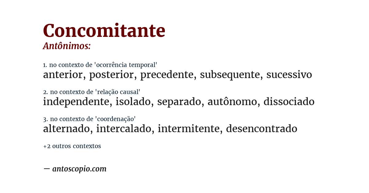Antônimo de concomitante