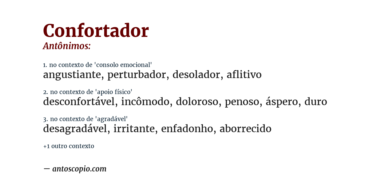 Antônimo de confortador