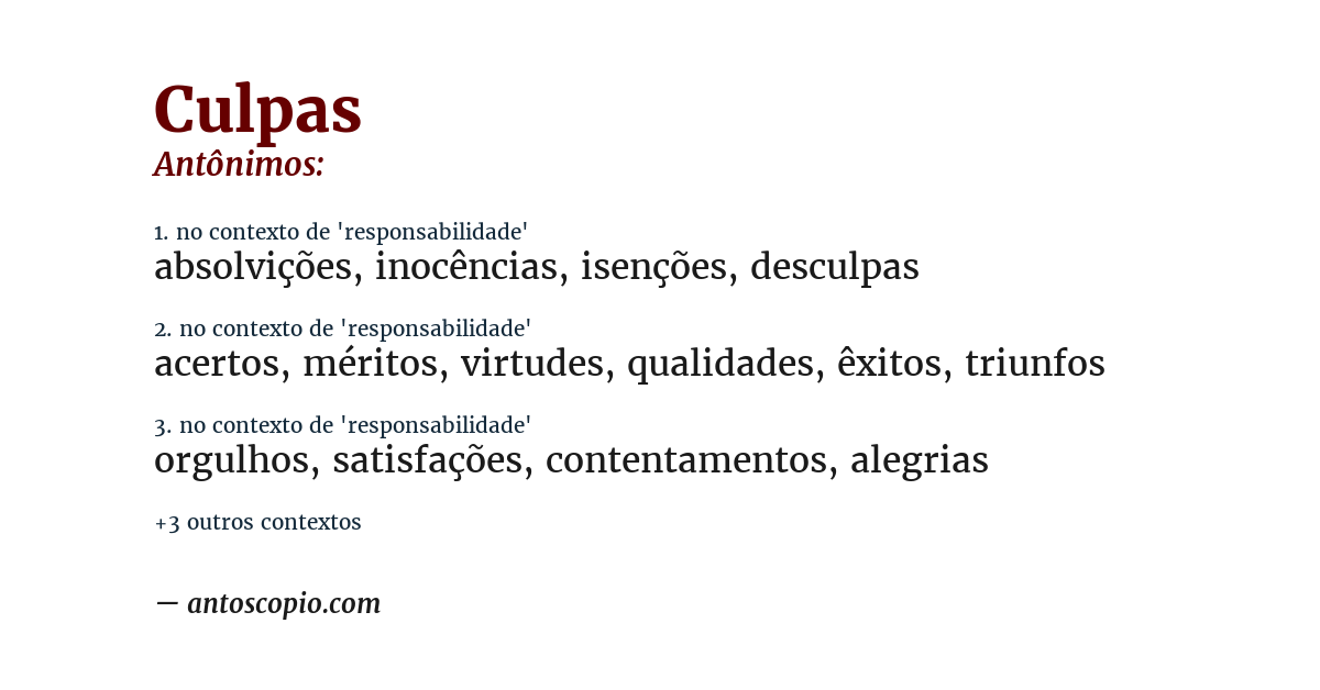 Antônimo de culpas
