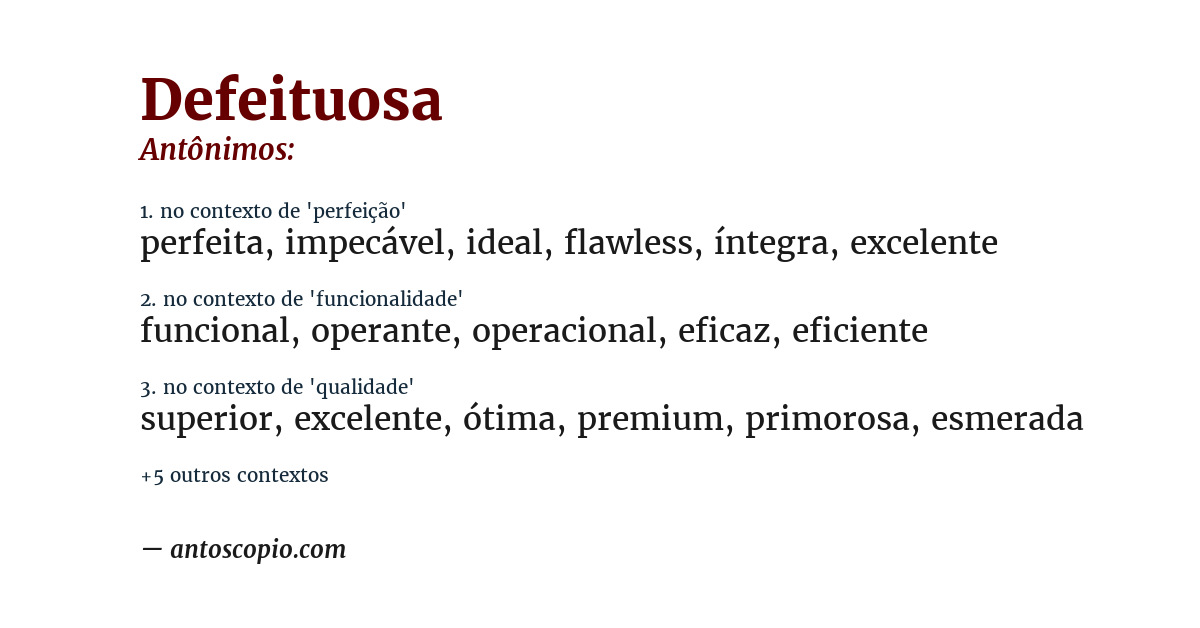 Antônimo de defeituosa