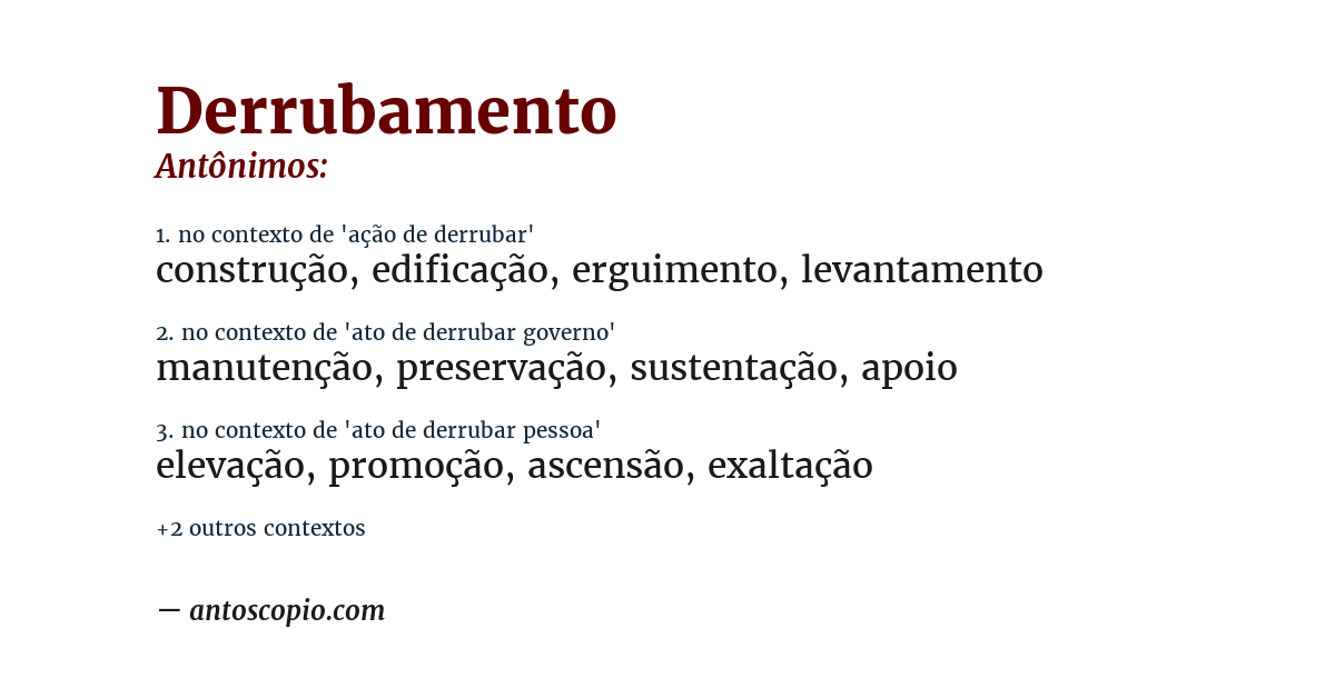 Antônimo de derrubamento