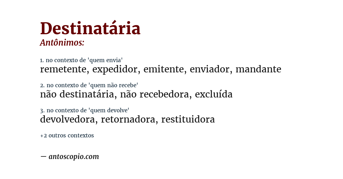 Antônimo de destinatária