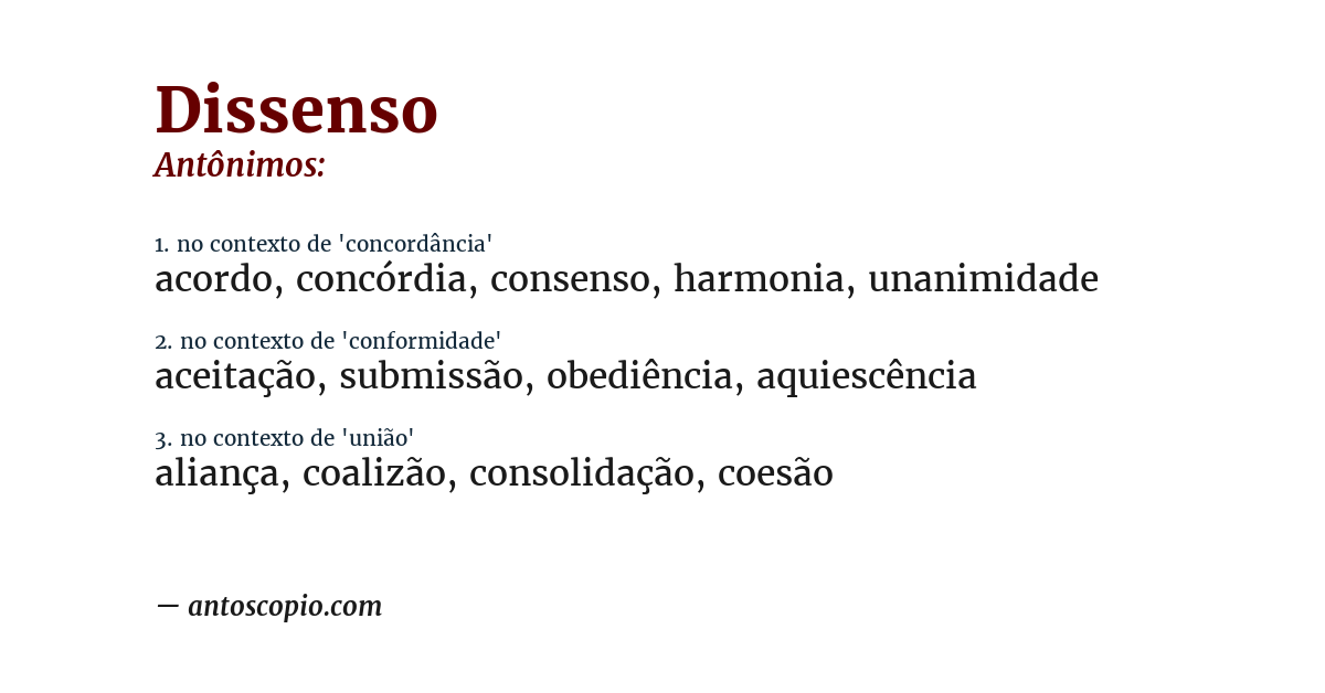 Antônimo de dissenso